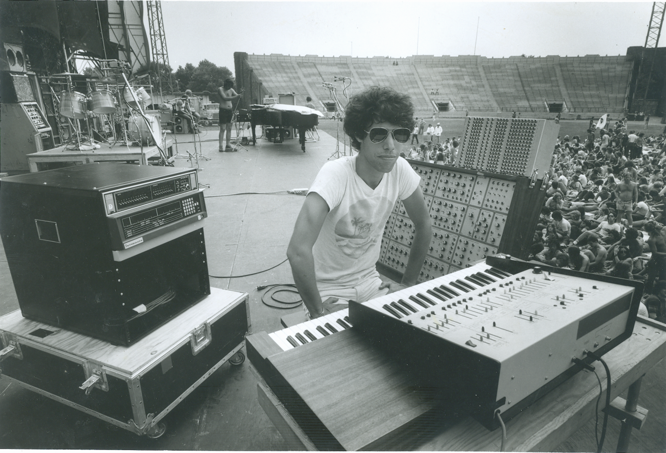 Ned at the August 6, 1974 soundcheck at Roosevelt Stadium (photo courtesy of Ned Lagin)